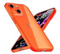 NALIA Clear Neon Cover compatible with iPhone 14 Plus Case, Transparent Colorful Bright Anti-Yellow Translucent Silicone Phonecase, Slim Shockproof Rugged Bumper Sturdy Flexible Skin, Color:Orange
