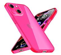 NALIA Clear Neon Cover compatible with iPhone 14 Plus Case, Transparent Colorful Bright Anti-Yellow Translucent Silicone Phonecase, Slim Shockproof Rugged Bumper Sturdy Flexible Skin, Color:Pink