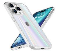 NALIA Clear Tempered Glass Cover compatible with iPhone 14 Pro Case, Transparent Rainbow Effect Anti-Yellow Scratch-Resistant Hardcase & Silicone Bumper, Holographic Colorful Shiny Limpid Phonecase
