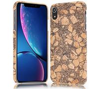 NALIA Cork Case compatible with iPhone XR, Ultra-Thin Wood Look Back-Cover Protector Natural Design, Slim-Fit Protective Hardcase Skin Shock-Proof Bumper, Smart-Phone Etui, Motiv:Cork Pattern