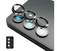 NALIA Focus.Pro CLX compatible with Samsung Galaxy S25 Glass, Reflection-Free Camera Protection, Individual Clear Lens Protector Rings, Scratch-Resistant 9H Camera Glass, 3 Pieces, Color:Black