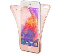NALIA Full Body Case compatible with iPhone 6 Plus 6S Plus, Front & Back Soft Phone Cover Full Protection Ultra-Thin Clear Silicone Shockproof Bumper Transparent Protective Skin, Color:Rose Gold