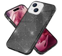 NALIA Glitter Case compatible with iPhone 15 Plus - Sparkling Bling Look & Grip - SHINEPOP (Silicone Cover) - Designed in Berlin, Color:Black