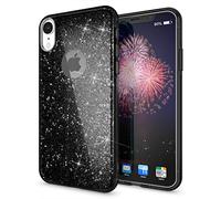 NALIA Glitter Case compatible with iPhone XR - Sparkling Bling Look & Grip - SHINEPOP (Silicone Cover) - Designed in Berlin, Color:Black