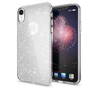 NALIA Glitter Case compatible with iPhone XR - Sparkling Bling Look & Grip - SHINEPOP (Silicone Cover) - Designed in Berlin, Color:Silver
