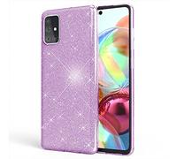 NALIA Glitter Case compatible with Samsung Galaxy A51 - Sparkling Bling Look & Grip - SHINEPOP (Silicone Cover) - Designed in Berlin, Color:Purple