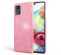 NALIA Glitter Case compatible with Samsung Galaxy A71 - Sparkling Bling Look & Grip - SHINEPOP (Silicone Cover) - Designed in Berlin, Color:Pink