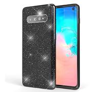 NALIA Glitter Case compatible with Samsung Galaxy S10 - Sparkling Bling Look & Grip - SHINEPOP (Silicone Cover) - Designed in Berlin, Color:Black