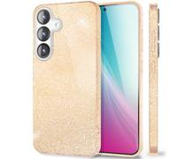 NALIA Glitter Case compatible with Samsung Galaxy S25 - Sparkling Bling Look & Grip - SHINEPOP (Silicone Cover) - Designed in Berlin, Color:Gold Dust
