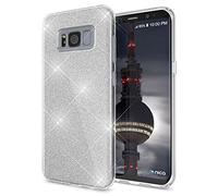 NALIA Glitter Case compatible with Samsung Galaxy S8 - Sparkling Bling Look & Grip - SHINEPOP (Silicone Cover) - Designed in Berlin, Color:Silver