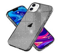 NALIA Glitter Case for iPhone 12 Mini - Sparkly Silicone Cover - DAZZLIN (Transparent & Shockproof) - German Brand, Color:Black