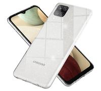 NALIA Glitter Case for Samsung Galaxy A12 - Silicone, Clear | Perfect Fit, Velvet Finish, Diamond Effect, Invisible Bodyguard, DAZZLIN