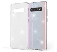 NALIA Glitter Case for Samsung Galaxy S10 - Sparkly Silicone Cover - DAZZLIN (Transparent & Shockproof) - German Brand, Color:Transparent