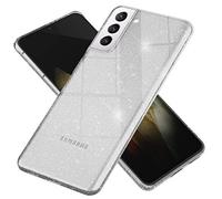 NALIA Glitter Case for Samsung Galaxy S21 Plus - Sparkly Silicone Cover - DAZZLIN (Transparent & Shockproof) - German Brand, Color:Transparent
