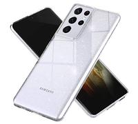 NALIA Glitter Case for Samsung Galaxy S21 Ultra - Sparkly Silicone Cover - DAZZLIN (Transparent & Shockproof) - German Brand, Color:Transparent