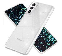 NALIA Glitter Case for Samsung Galaxy S22 Plus - Sparkly Silicone Cover - DAZZLIN (Transparent & Shockproof) - German Brand, Color:Transparent