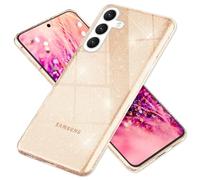 NALIA Glitter Case for Samsung Galaxy S24 - Sparkly Silicone Cover - DAZZLIN (Transparent & Shockproof) - German Brand, Color:Gold