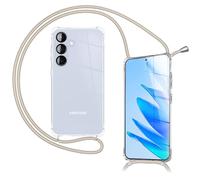 NALIA Hangit compatible with Samsung Galaxy S25 FE Case (Crossbody Phone Cover), Transparent TPU Shell with Adjustable 160cm Strap, Shockproof Air Cushion, Scratch-Resistant, Color:Sandstone Beige