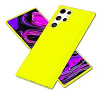 NALIA Intensely Coloured Neon Cover compatible with Samsung Galaxy S24 Ultra Case, Non-Slip Velvet Soft Silicone Bumper in Bright Neon Colour, Slim Colourful Luminous Rubber Backcover, Color:Yellow