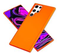 NALIA Intensely Coloured Neon Cover compatible with Samsung Galaxy S24 Ultra Case, Non-Slip Velvet Soft Silicone Bumper in Bright Neon Colour, Slim Colourful Luminous Rubber Backcover, Color:Orange