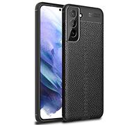 NALIA Leather Look Silicone Case for Samsung Galaxy S21 - Grippy & Matte - BARRON Phone Cover (Anti-Fingerprint, Shockproof & Slim) - German Brand Black