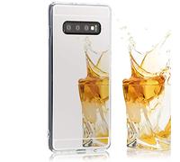 NALIA Mirror Case compatible with Samsung Galaxy S10, Ultra-Thin Shiny Protective Selfie Silicone Cover, Slim Shockproof Gel Protector with Reflective Back, Smart-Phone Bumper Soft Skin, Color:Silver