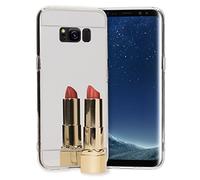 NALIA Mirror Case compatible with Samsung Galaxy S8, Ultra-Thin Shiny Protective Selfie Silicone Cover Slim Shockproof Gel Protector with Reflective Back, Smart-Phone Bumper Backcase, Color:Silver