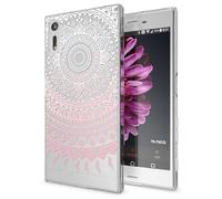 NALIA Motif Case compatible with Sony Xperia XZ, Pattern Design Silicone Back Cover Protector Soft Skin, Crystal Shockproof Smart-Phone Bumper, Slim Transparent Protective, Designs:Mandala Pink