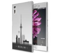 NALIA Motif Case compatible with Sony Xperia XZ, Pattern Design Silicone Back Cover Protector Soft Skin, Crystal Shockproof Smart-Phone Bumper, Slim Transparent Protective, Designs:Berlin Skyline