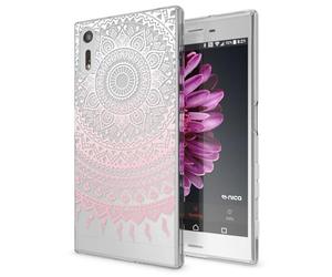 NALIA Motif Case compatible with Sony Xperia XZ, Pattern Design Silicone Back Cover Protector Soft Skin, Crystal Shockproof Smart-Phone Bumper, Slim Transparent Protective, Designs:Mandala Pink