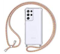 NALIA Necklace Case for Samsung Galaxy S21 Ultra - Transparent, Rainbow | Crystal Clear Back, Hands Up, Phone Safe, Invisible Airbag, Your Style Upgrade, HANGIT
