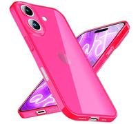 NALIA Neon Clear Cover compatible iPhone 16 Case, Transparent Silicone Colorful Shiny Bright Color, Translucent Anti-Yellow Slim Protective Bumper Soft Flexible Shockproof Rugged Sturdy, Color:Pink