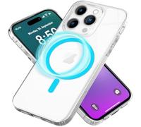 NALIA Neon Ring Case for iPhone 16 Pro Max - MagSafe Compatible & Phosphorescent - NIGHT-GLOW (Transparent & Anti-Yellow) - German Brand, Color:Blue