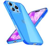 NALIA Neon Silicone Case for iPhone 16 Pro Max - Vibrant Signal Color & Lens Protection - VIBE (Clear Cover) - German Brand, Color:Blue
