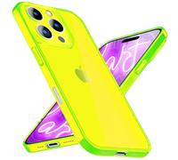 NALIA Neon Silicone Case for iPhone 16 Pro - Vibrant Signal Color & Lens Protection - VIBE (Clear Cover) - German Brand, Color:Yellow