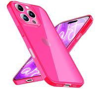 NALIA Neon Silicone Case for iPhone 16 Pro - Vibrant Signal Color & Lens Protection - VIBE (Clear Cover) - German Brand, Color:Pink