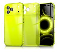 NALIA Neon Silicone Case for iPhone 17 Pro - Vibrant Signal Color & Lens Protection - VIBE (Clear Cover) - German Brand, Color:Yellow