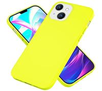 NALIA Neon Silicone Cover compatible with iPhone 14 Case, Intense Color Non-Slip Velvet Soft Rubber Coverage, Shockproof Colorful Smooth Protector Thin Rugged Mobile Phone Bumper Skin, Color:Yellow