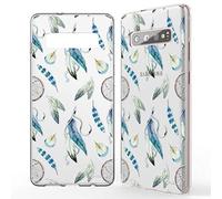 NALIA Pattern Case compatible with Samsung Galaxy S10 Plus, Ultra-Thin Silicone Motif Design Phone Cover Protector Soft Skin, Slim Shockproof Bumper Protective Backcover, Designs:Watercolor Feather