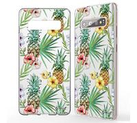 NALIA Pattern Case compatible with Samsung Galaxy S10 Plus, Ultra-Thin Silicone Motif Design Phone Cover Protector Soft Skin, Slim Shockproof Bumper Protective Backcover, Designs:Watercolor Pineapple