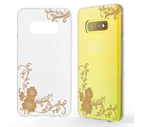 NALIA Pattern Case compatible with Samsung Galaxy S10e, Ultra-Thin Silicone Motif Design Phone Cover Protector Soft Skin, Slim Shockproof Gel Bumper Protective Backcover, Designs:Golden Flowers