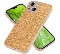 NALIA Protective Case with Genuine Cork Compatible with iPhone 14 Case, Natural Cork Light Brown Anti Yellow Non-Slip Anti-Fingerprint, Matte Silicone Edge, Rugged Bumper Shockproof Cell Phone Cover