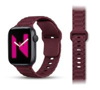 NALIA Pulse Silicone Band Compatible with Apple Watch Band iWatch Series Ultra/SE 10 9 8 7 6 5 4 3 2 1, 42/44/45/46/49mm, 3D Texture Sports Strap with Pin-Buckle, Color:Bordeaux Red