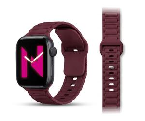 NALIA Pulse Silicone Band Compatible with Apple Watch Band iWatch Series Ultra/SE 10 9 8 7 6 5 4 3 2 1, 42/44/45/46/49mm, 3D Texture Sports Strap with Pin-Buckle, Color:Bordeaux Red