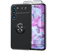 NALIA Ring Case for Samsung Galaxy S23 Plus - 360° Ring Stand & for Magnetic Mounts - GRIP360 (Matte Silicone Cover) - German Brand, Color:Black