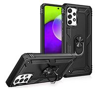 NALIA Ring Cover compatible with Samsung Galaxy A52 5G / A52 / A52s 5G Case, Kickstand Mobile Skin with 360° Finger Holder, Protective Hardcase & Silicone Bumper for Magnetic Car Mount, Color:Black