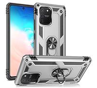 NALIA Ring Cover compatible with Samsung Galaxy S10 Lite Case, Shockproof Kickstand Mobile Skin with 360° Finger Holder, Protective Hardcase & Silicone Bumper, for Magnetic Car Mount, Color:Silver