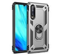 NALIA Rugged Case for Huawei P30 - Ring Stand 360° & Magnetic Mount Compatible - RINGDEFEND (Heavy Duty Cover) - German Brand, Color:Silver