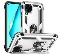 NALIA Rugged Case for Huawei P40 Lite - Ring Stand 360° & Magnetic Mount Compatible - RINGDEFEND (Heavy Duty Cover) - German Brand, Color:Silver