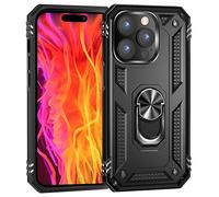 NALIA Rugged Case for iPhone 15 Pro - 360° Ring Stand & Magnetic Mount Compatible - RINGDEFEND (Heavy Duty Cover) - German Brand, Color:Black